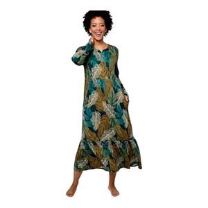 Stan Herman Womens Green Sueded Jersey Tiered Relaxed Fit Lounge Dress Small